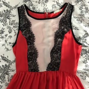 Beautiful Coral Dress with Lace Detail